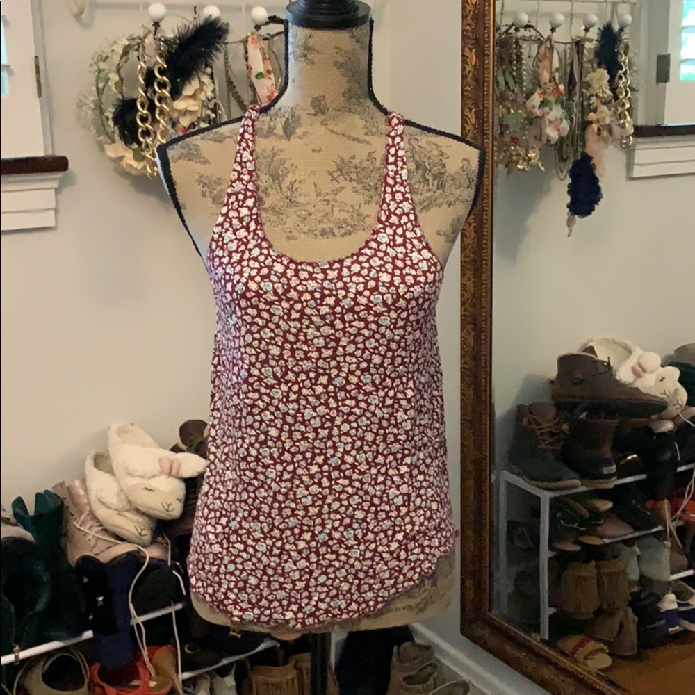 Red and white floral tank top